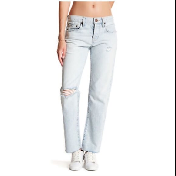 CURRENT Elliot-“The Crossover” Lightwash Straight Leg Distressed Raw Hem… - Picture 1 of 13